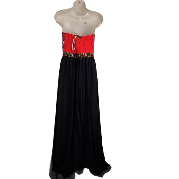 NWT Soieblu Strapless Embroidered Long Dress Large - Picture 2 of 8